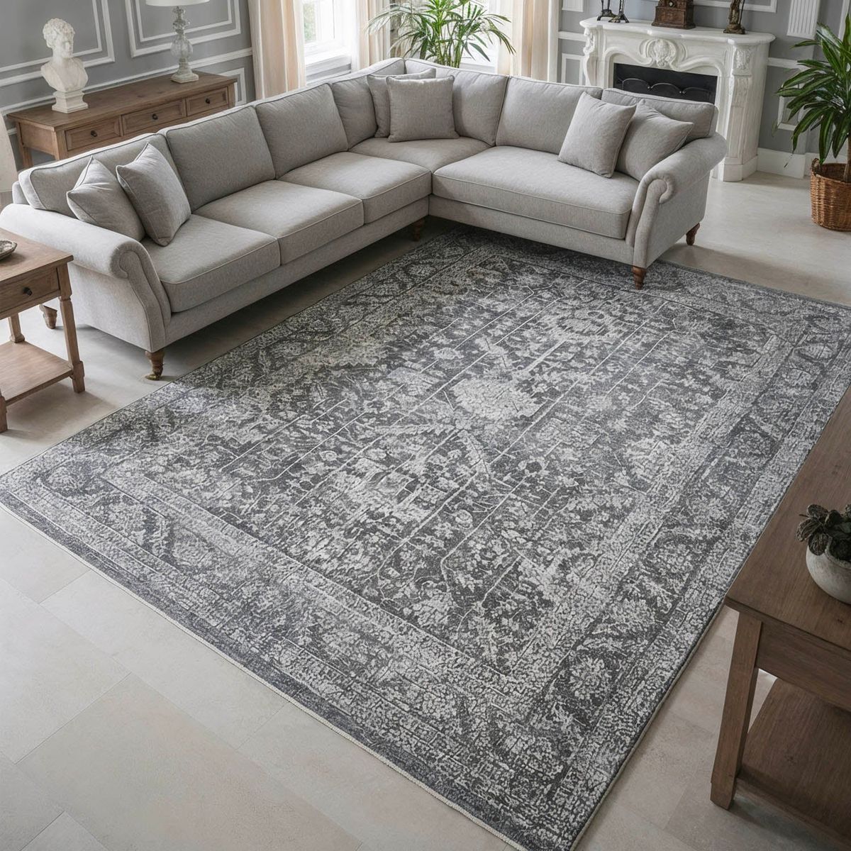 Cleopatra Rug (colour Silver Blue)