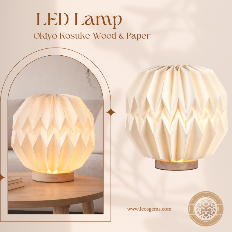 Leo’s Gems Kosuke Wood & Paper LED Lamp